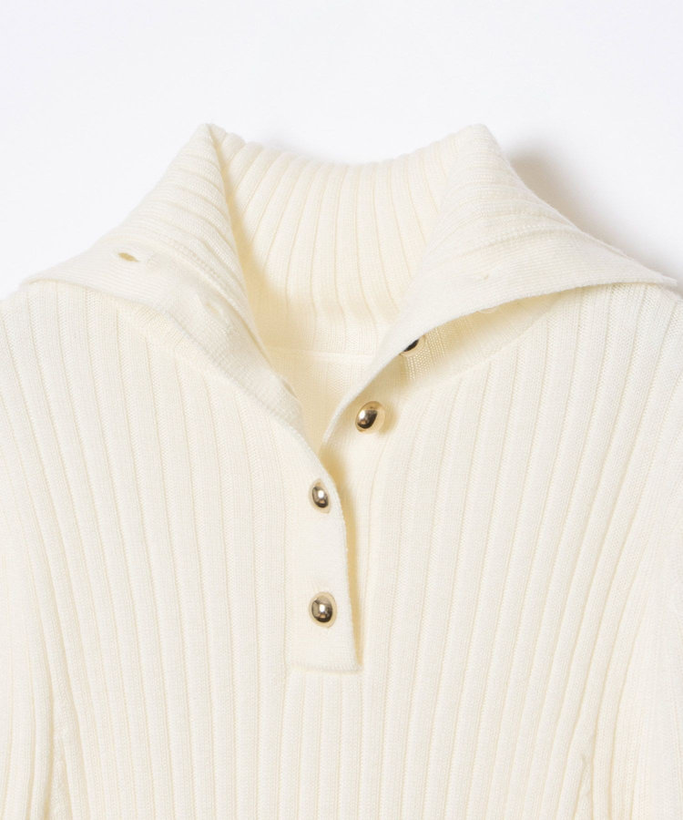 allureville 釦ディティール2WAY ネックリブプルオーバー アイボリー (04)