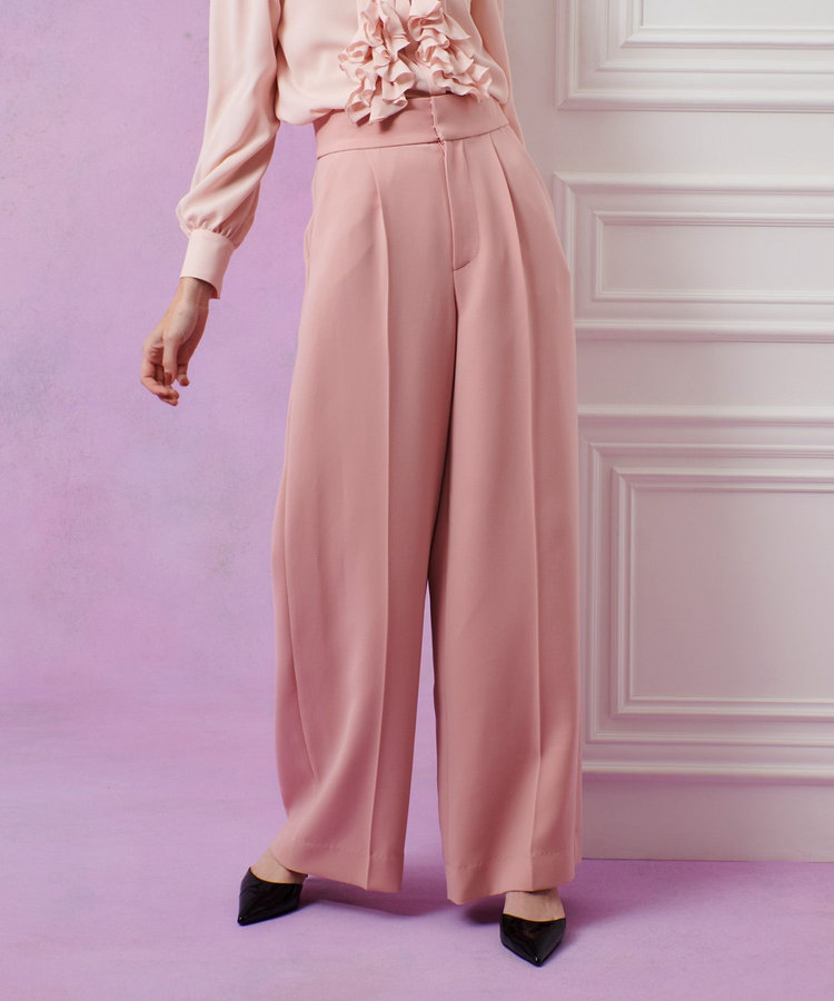 LOULOU WILLOUGHBY 【LOULOU WILLOUGHBY】ダブルクロスハイウエストサロペットパンツ ピンク (41)