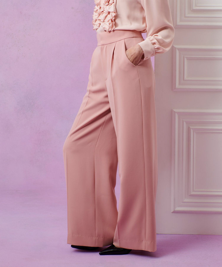 LOULOU WILLOUGHBY 【LOULOU WILLOUGHBY】ダブルクロスハイウエストサロペットパンツ ピンク (41)