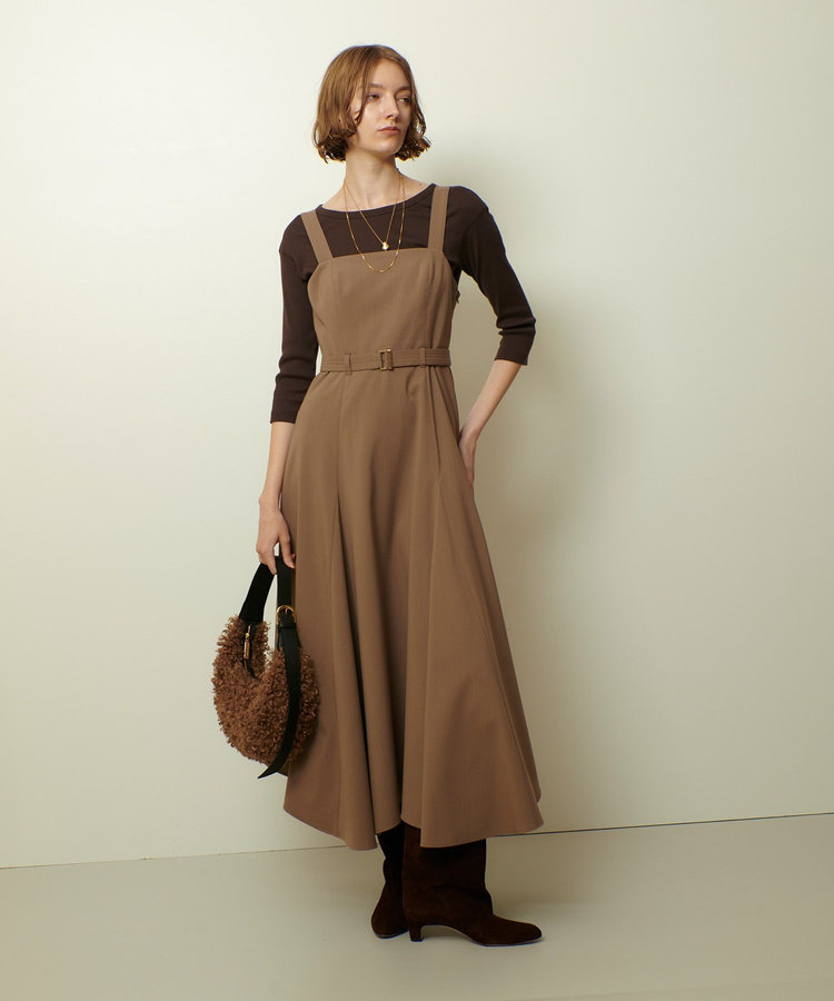 allureville イレギュラーヘムジャンパースカート モカ (85)