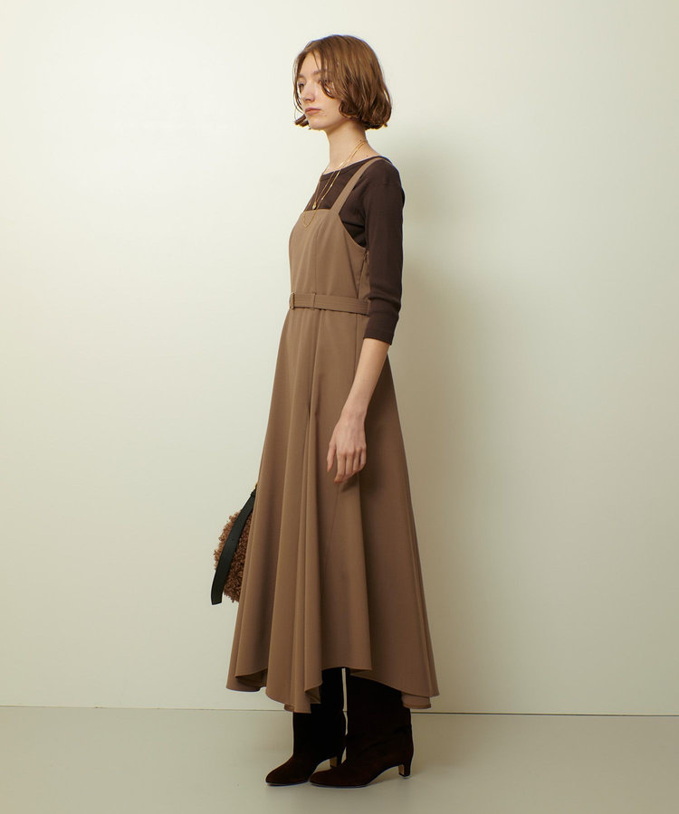 allureville イレギュラーヘムジャンパースカート モカ (85)