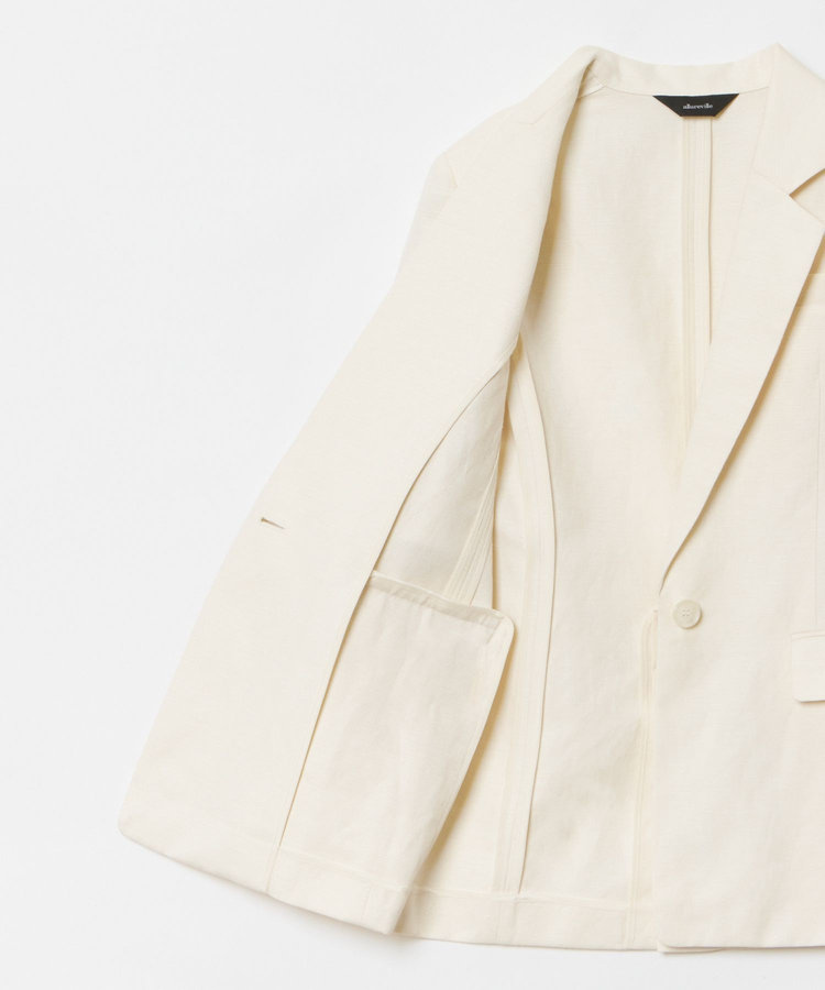 allureville 【セットアップ対応可能】リネンコンシャークスキンハーフスリーブジャケット オフホワイト (02)