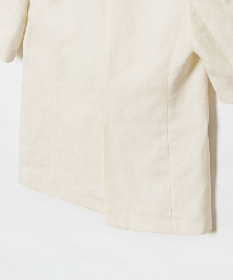 allureville 【セットアップ対応可能】リネンコンシャークスキンハーフスリーブジャケット オフホワイト (02)