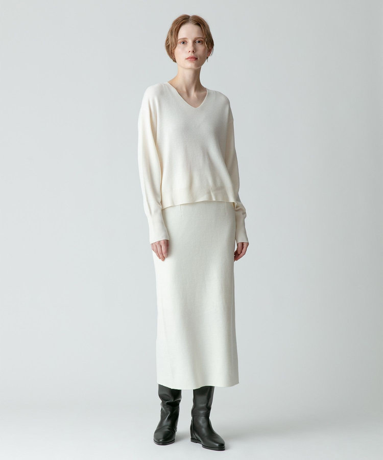 allureville 【セットアップ対応商品】ウールスムースタイトスカート オフホワイト (02)
