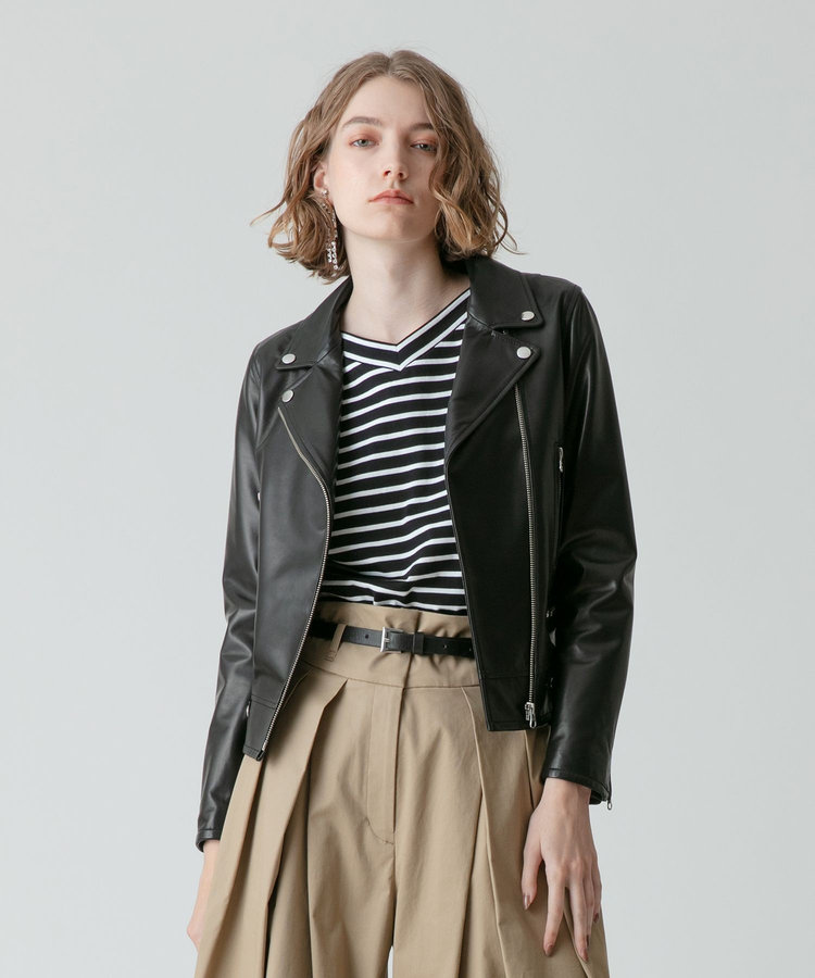 allureville ラムレザーライダース ブラック (95)