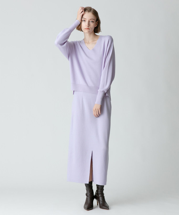 allureville 【セットアップ対応商品】ウールスムースタイトスカート ラベンダー (53)