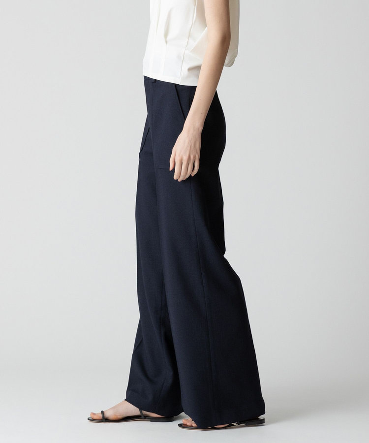 allureville 【セットアップ対応可能】麻調カルゼワイドパンツ ネイビー (65)