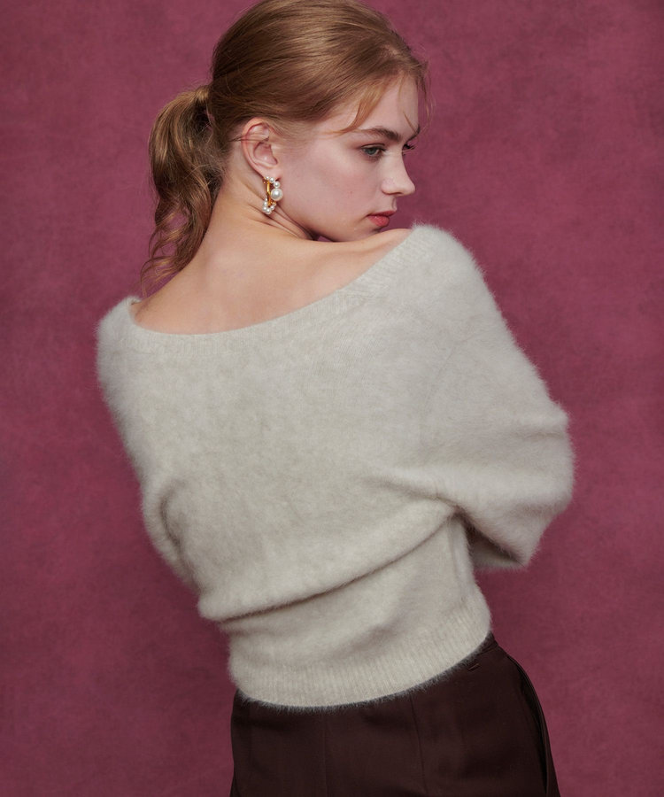 LOULOU WILLOUGHBY 【LOULOU WILLOUGHBY】カシミヤブレンドファー加工Ｖカーディガン ライトベージュ (12)