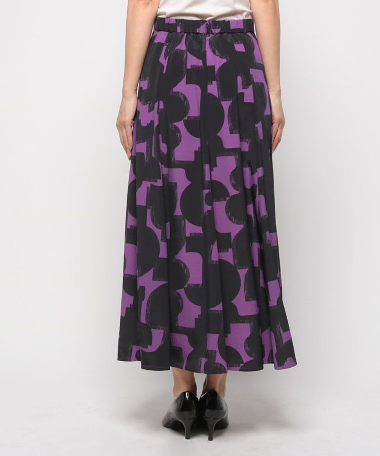 allureville モダンジオメトリックフレアスカート パープル (51)