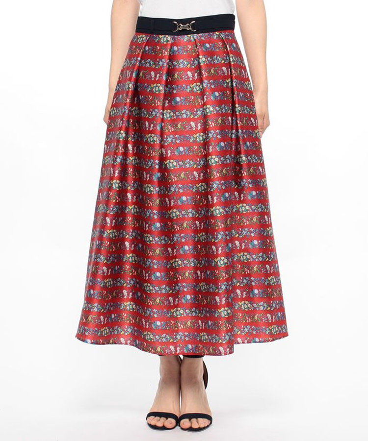 LOULOU WILLOUGHBY 【LOULOU WILLOUGHBY】ボーダーフラワースカート レッド (43)