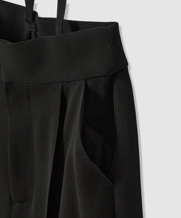 LOULOU WILLOUGHBY 【LOULOU WILLOUGHBY】ダブルクロスハイウエストサロペットパンツ ブラック (95)